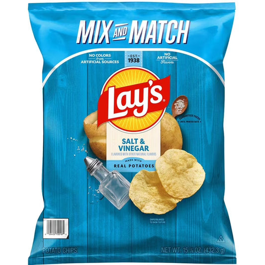 Lay's Salt & Vinegar Flavored Potato Chips, 15.25 oz.