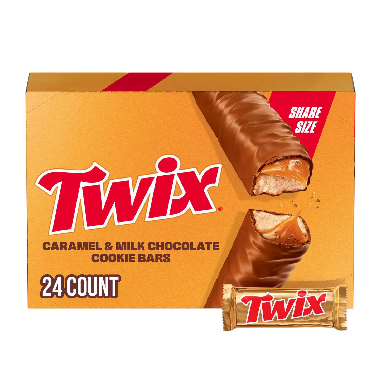 Twix Caramel Cookie Chocolate Candy Bars, Share Size, 3.02 oz., 24 pk.